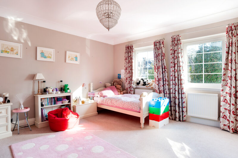 Bedroom light modern kids room girl shelving neptune style toys TV filming location hire lodge London 88